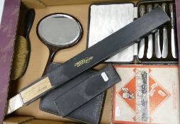 Cased mappin & Webb knife set: together with a vintage monopoly game, A W Faber ruler, mirror and