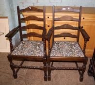 Pair of mid 20th Century Jaycee ladder back open armchairs (2).
