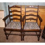 Pair of mid 20th Century Jaycee ladder back open armchairs (2).