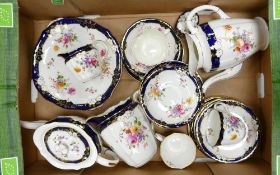 Royal Crown Derby floral and gild part tea / coffee ware: to include 2 cake plates, teapot, coffee