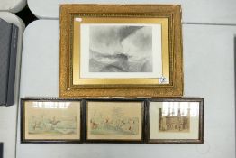 A collection of framed print including: Turner Snow Storm, Hunting Theme prints etc (4)