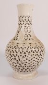 19th Century Cream Ware Chinese Reticulated Vase: height 31cm