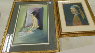 Two framed prints one of a Burmese girl by E A Cooke 1977: together with one similar signed J.Ing