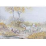 Myles Birket FOSTER (1825-1899): Drawing watercolour on paper "Going To Market", 34cm x 24cm in gilt