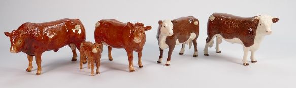 Boxed Border Fine Art Cattle to include: Hereford Bull A4580 & Cow A4583, plus Limousine Bull A4578,