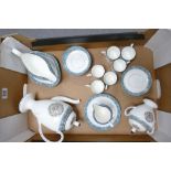 Wedgwood Runnymede coffee set: to include 6 cups, saucers, side plate, milk jug, sugar bowl and