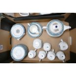 Wedgwood Runnymede tea set: to include 6 cups, saucers, side plate, milk jug, sugar bowl and teapot