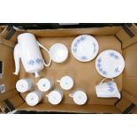 Shelley Blue Harlequin coffee set: to include 6 cups, saucers, milk jug, sugar bowl and coffee pot