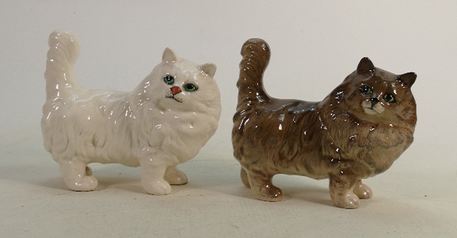 Beswick Persian cats: 1898 to include white and grey gloss (2)