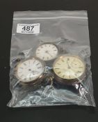 Three silver cased pocket watches: sold as not working, makers include Kendal & Dent.