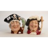 Royal Doulton Large Character Jugs: Porthos D6440 & Long John Silver D6335(2)