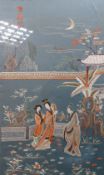 20th Century Large Chinese Embroidered Silk Panel: frame size 100 x 69cm