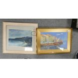 Two 20th Century Shore Side Water Colours: