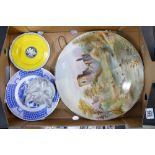 A mixed collection of items to include: 19th Century Hand Painted Wall Plaque,. Shelley Side Plates,