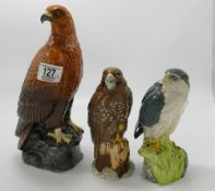 Beswick whisky flasks: to include Eagle, Merlin 2641, Buzzard 2640 (3)