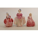 Royal Doulton Lady Figures Goody Two Shoe HN2037, Rose HN1368 & seconds Sweeting HN1936(3)