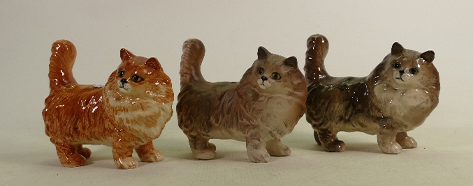 Beswick Persian cats: 1898 to include ginger, grey matt and gloss (3)