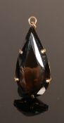 Large 9ct gld set Cairngorm or Smokey quartz pendant: Measures 50mm high overall appx. Gross