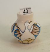 Moorcroft 12 days of Christmas, 6 geese a laying vase: designed by Kerry Goodwin. Height 7.5cm
