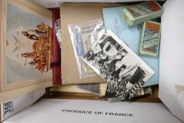 A mixed Collection of items to include: vintage postcards, cigarette cards, Union Related