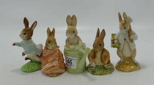 Beswick Beatrix Potter figures to include: Peter in the watering can, Benjamin Bunny sat on a