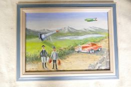 Original Oil Painting on Canvas by Thunderbirds Art Director Bob Bell Titled Lady P & Parker: