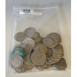 A collection of pre 1947 silver coins: comprising half crowns, florins, sixpences etc, 388g.