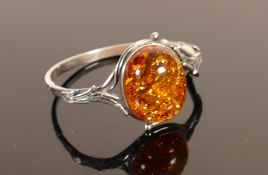 Faux amber & silver bangle together with similar necklace: Both larger items (2)