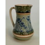 James Macintyre gesso faience jug: decorated with tulips: chips and cracks noted to upper rim,