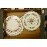 Six Coalport Ming rose dinner plates: together with Wedgwood Kutani crane round platter and a