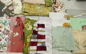 A large quantity of vintage Tootal, Sanderson & Similar Un Used Fabic & Made up Curtains: