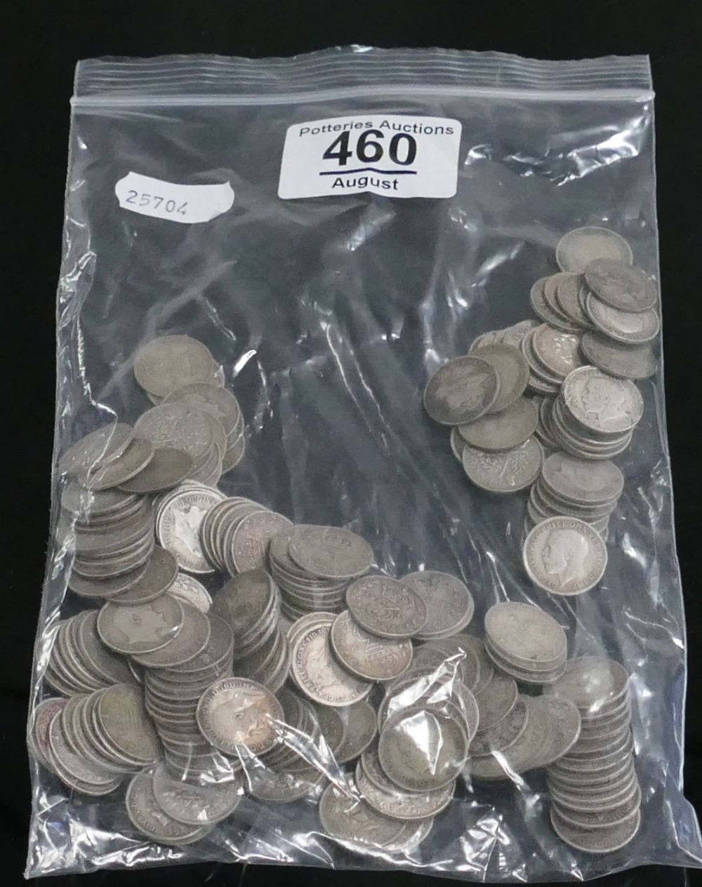 A collection of pre 1947 silver threepence coins: 288g.