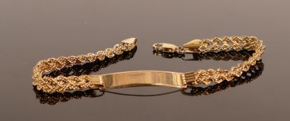 9ct gold ladies bracelet, 4g: