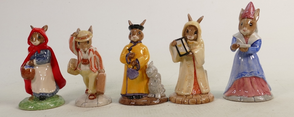 Royal Doulton Bunnykins Figures: Father (cert.) DB154, Sundial (cert.) DB153, Little Red Riding Hood