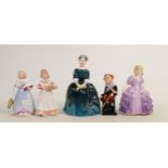 Royal Doulton Small Figures: Tiny Tim, First Recital, Rose, Mother Helpre & Cherie(5)