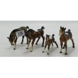 Beswick brown foals: to include Grazing foal ( 1 ear A/F), stretched foal 997, foal 1084 and 1085 (