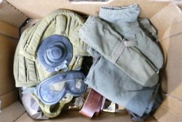 A collection of vintage Russian or Similar Uniform including: gloves, hats, scarfs etc