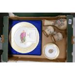 Boxed Faberge lilies of the valley egg plate: together with 4 smaller plates and capodimonte vases