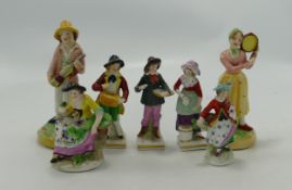 A collection of miniature Continetal figures: height 12cm