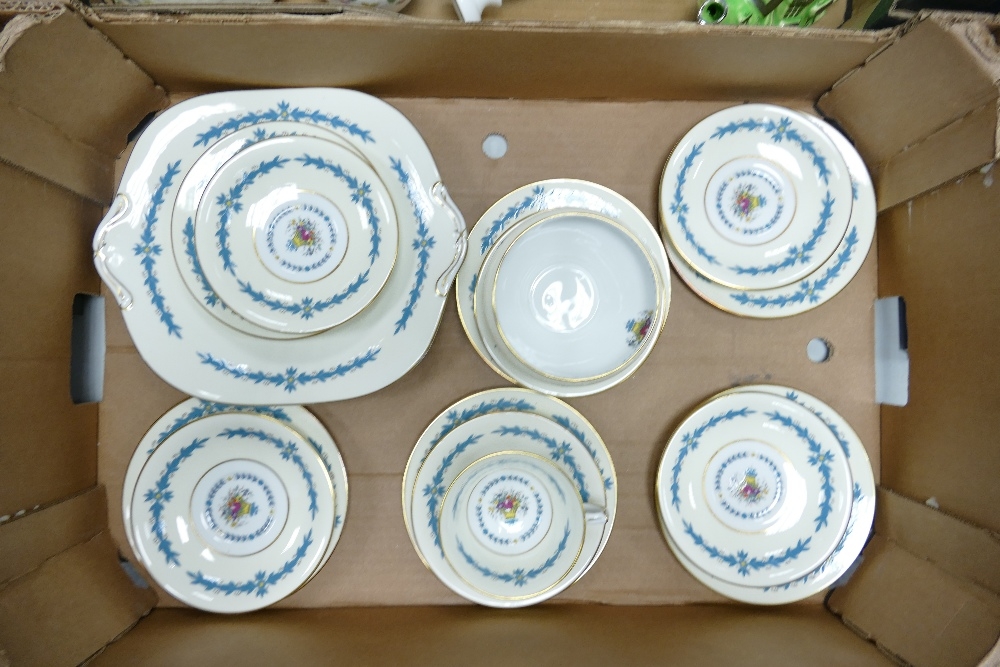 Aynsley Cambridge part tea set: to include 1cup, 6 saucers and side plates, cake plate and sugar