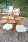 Set of 7 Ercol Mid Century Light Shalstone style Dining Chairs: