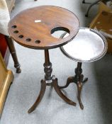 Tall Edwardian smokers stand: together with a tripod supported wine table
