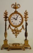 French Empire style gilded brass mantle clock; Not in working order, measuring 36cm high appx. Mid