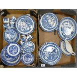A collection of Wedgwood Willow dinner, tea and coffee ware: to include plates, tureens and
