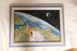 Original Oil Painting on Canvas by Thunderbirds Art Director Bob Bell Titled Thunderbird 3: Frame