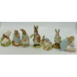 Royal Albert Beatrix Potter figures to include: Peter with daffodils, Peter in Bed, Peter in the