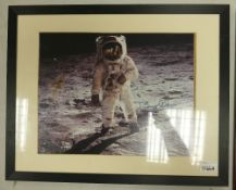 Framed Buzz Aldrin Signed Photograph: frame size 41 x 51cm