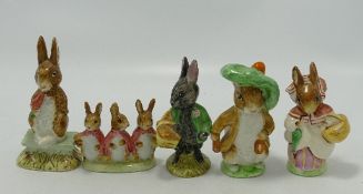 Beswick Beatrix Potter figures to include: Fierce bad rabbit, Benjamin Bunny, Flopsy Mopsy and