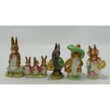 Beswick Beatrix Potter figures to include: Fierce bad rabbit, Benjamin Bunny, Flopsy Mopsy and