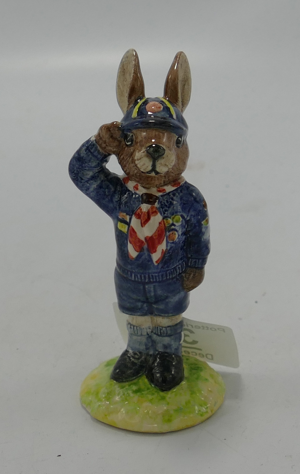 Royal Doulton bunnykins figure Boy Scout: painted in different colours with not for sale back stamp.